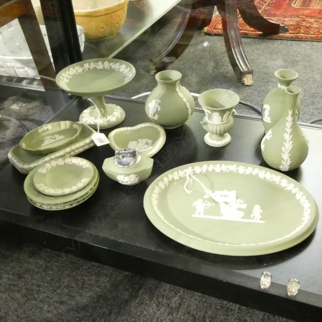 15 ASST. PCES. GREEN WEDGWOOD JASPERWARE  Image 1++