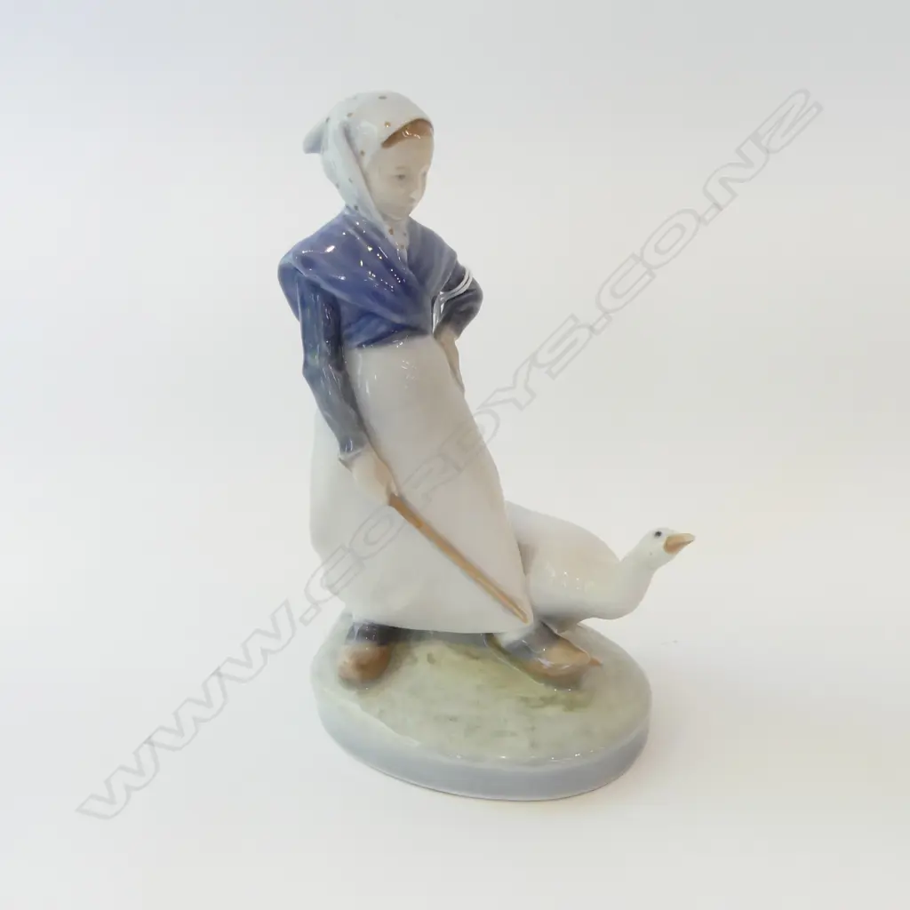 ROYAL COPENHAGEN FIGURE; GIRL w. GOOSE H.180mm Image 1++