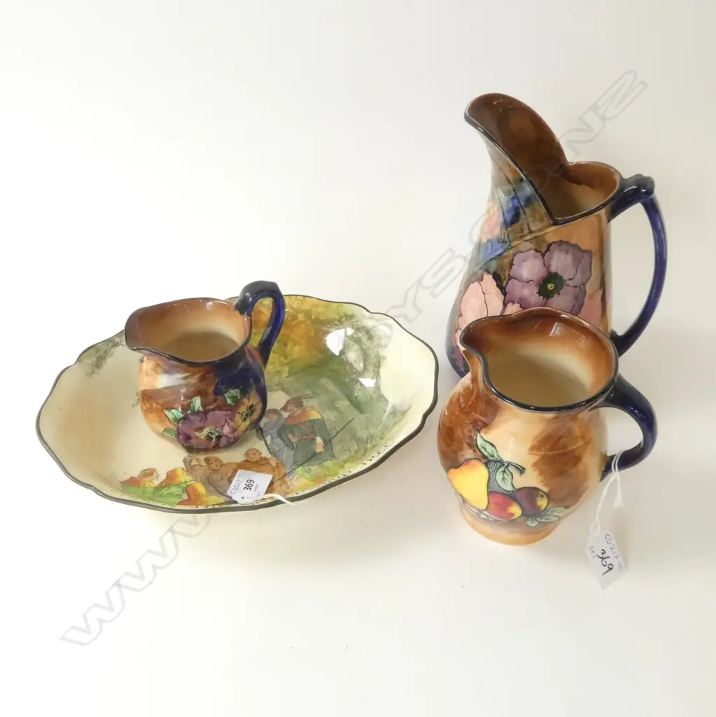 3 PCES TUNSTALL CHINA & RD 'UNDER THE GREENWOOD TREE' DISH W.275mm Image 1++