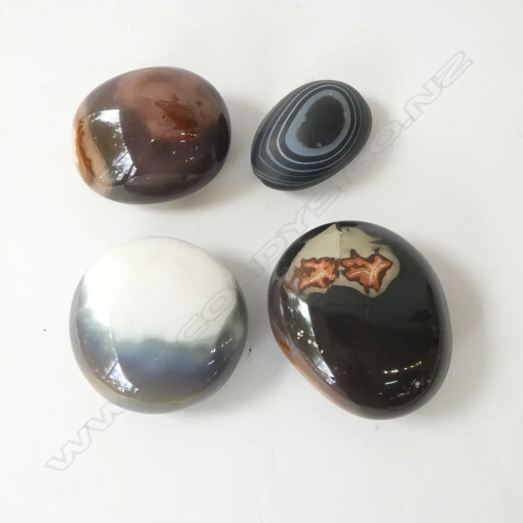 4 STONES; 2 POLYCHROME JASPER, 2 AGATE W.65mm Image 1++