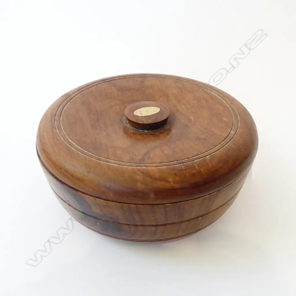 'EDWARDIAN BOUQUET' TURNED WOOD LIDDED CONTAINER Dia.195mm Image 1++