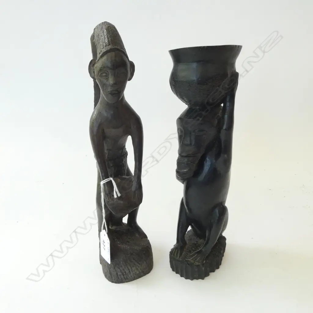 2 CARVED AFRICAN ORNAMENTS H.280mm Image 1++