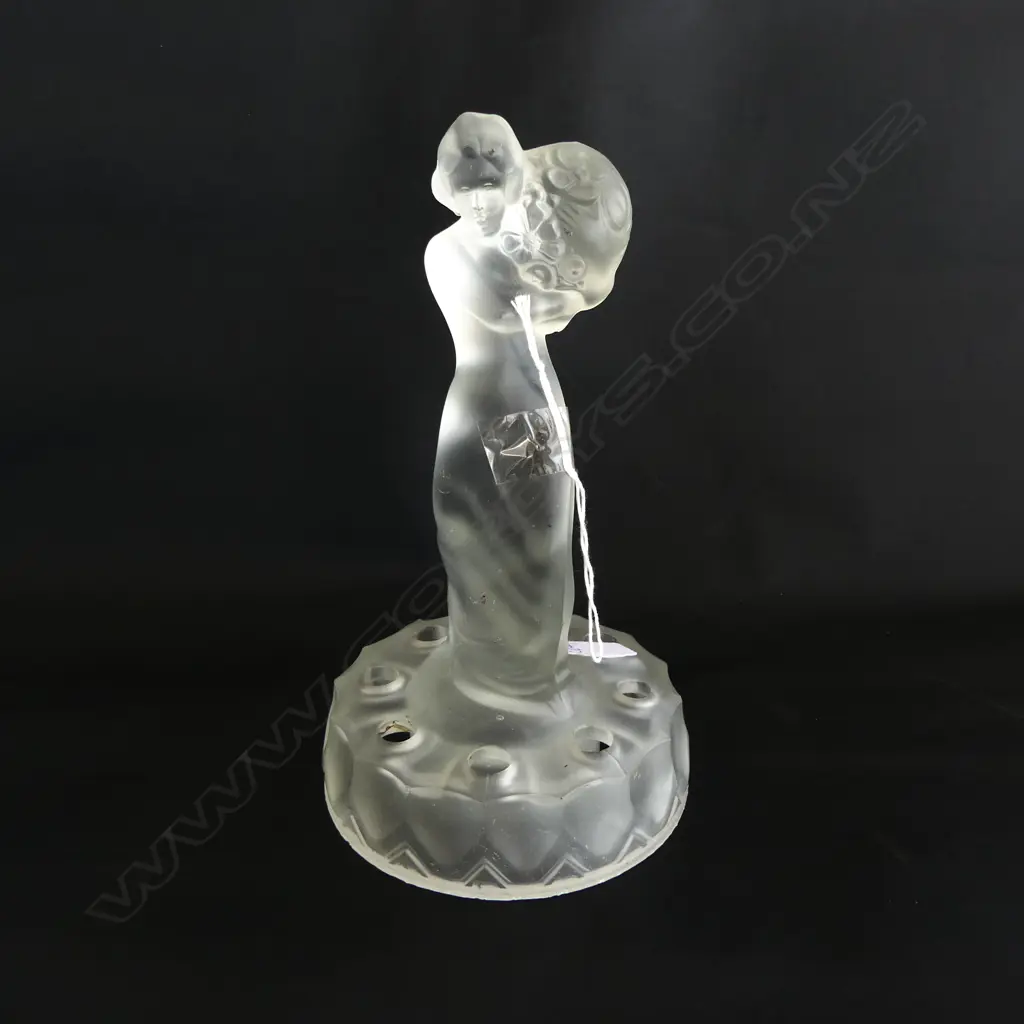 LIBOCHOVICE ART GLASS LADY FLOWER FROG H.210mm Image 1++