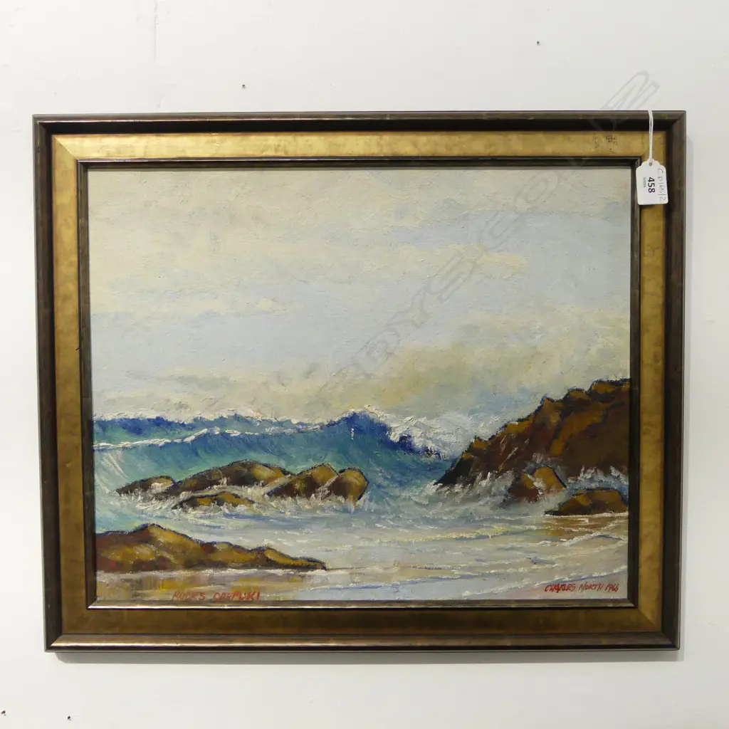 CHARLES NORTH 'ROCKS OREPUKI' OIL ON BOARD 1966 360x445mm Image 1++