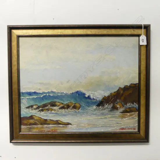 CHARLES NORTH 'ROCKS OREPUKI' OIL ON BOARD 1966 360x445mm