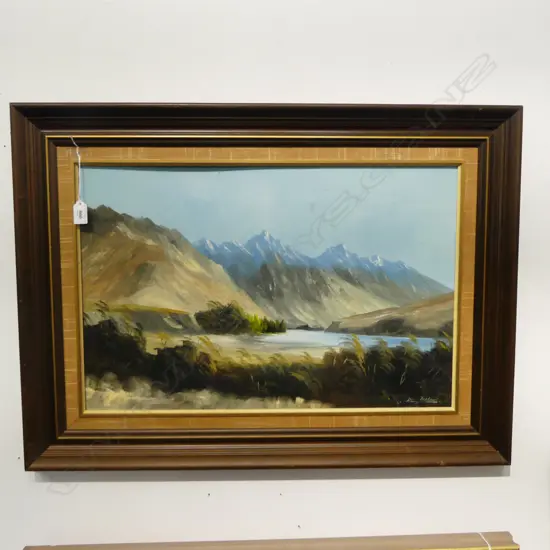 DAN PARLANE, SHOTOVER RIVER NEAR QUEENSTOWN, OIL ON BOARD, SIGNED & DATED '90 390x600mm