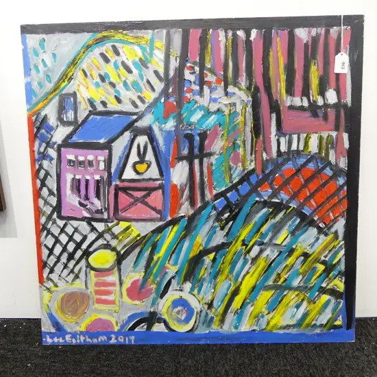 LEE FELTHAM, LANDSCAPE, ACRYLIC ON BOARD, SIGNED 2017, 600 x 600MM, provenance below