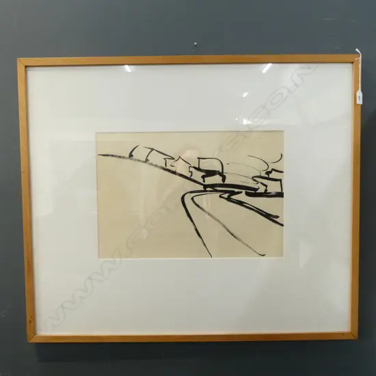 RHONDDA GREIG 'GOJO RIVER, KYOTO' INK & BRUSH 1983 345x510mm