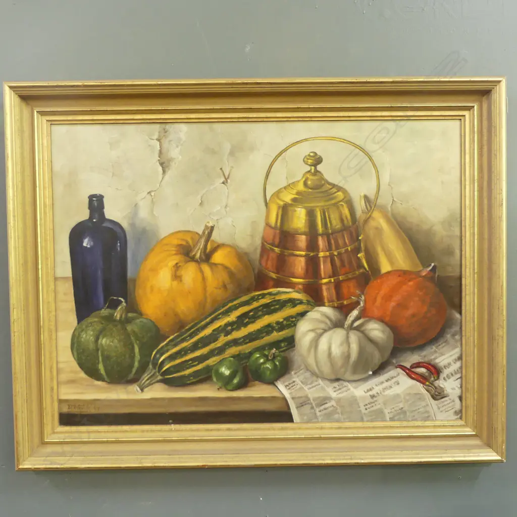 BEN VROLYK, VEGETABLES STILL LIFE, OIL ON CANVAS '67 585x785mm minor fault Image 1++