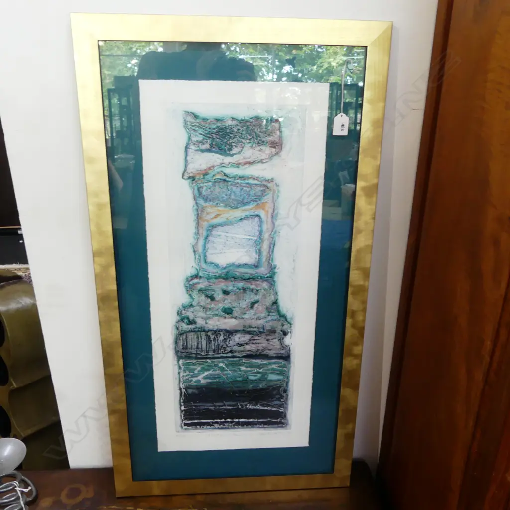 Brenda Hartill Coilograph 40/100. 'Variations IX Stonepile' signed & detailed '94. 630 x 230mm Image 1++