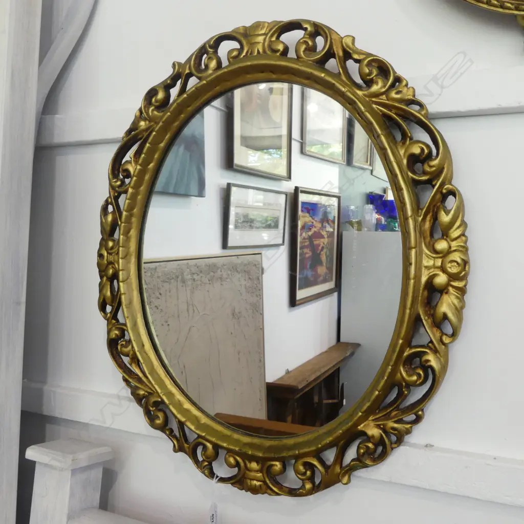 GILT FRAMED OVAL MIRROR 610x520mm Image 1++