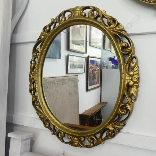 GILT FRAMED OVAL MIRROR 610x520mm