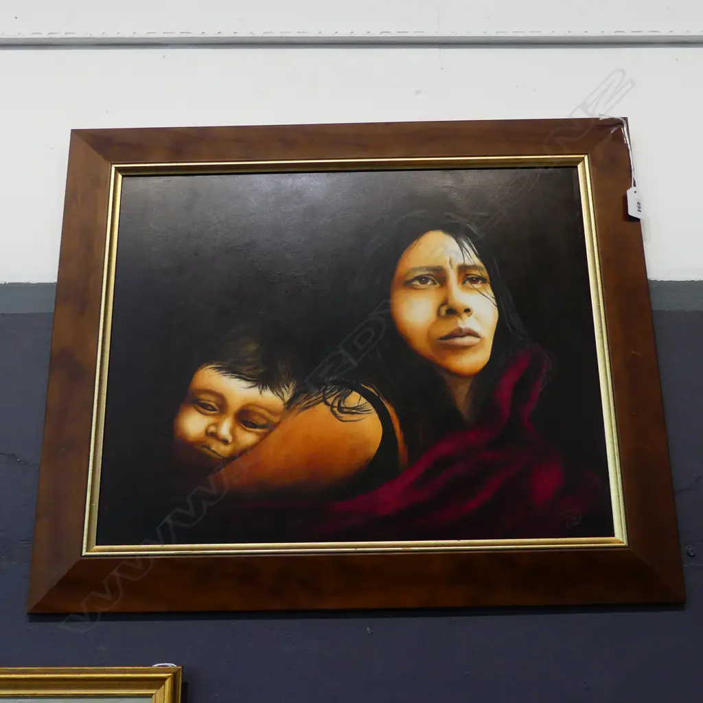 DAVID McARTHUR, MAORI MOTHER & CHILD, ACRYLIC ON BOARD, 395x495mm Image 1++