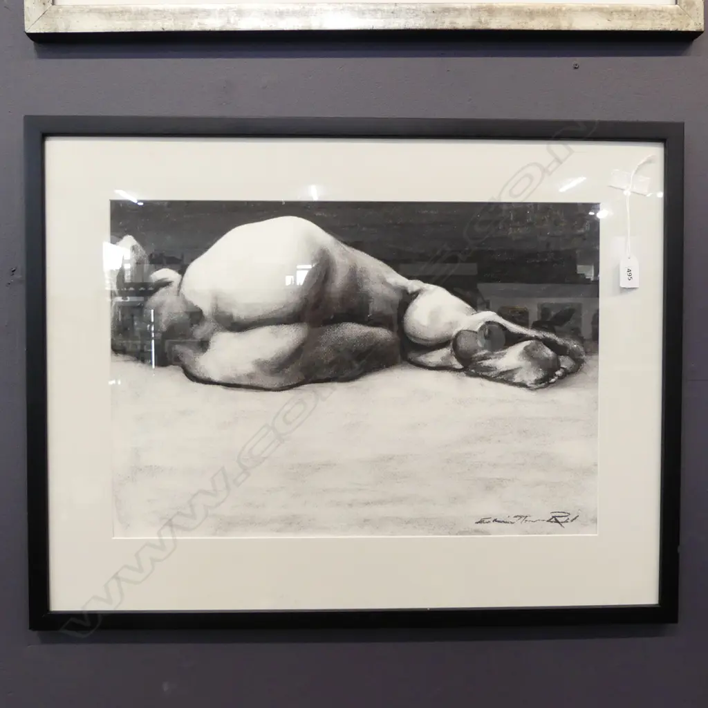 EDWIN RUDD 'LIFE DRAWING STUDY' CHARCOAL ON PAPER 350x500mm Image 1++