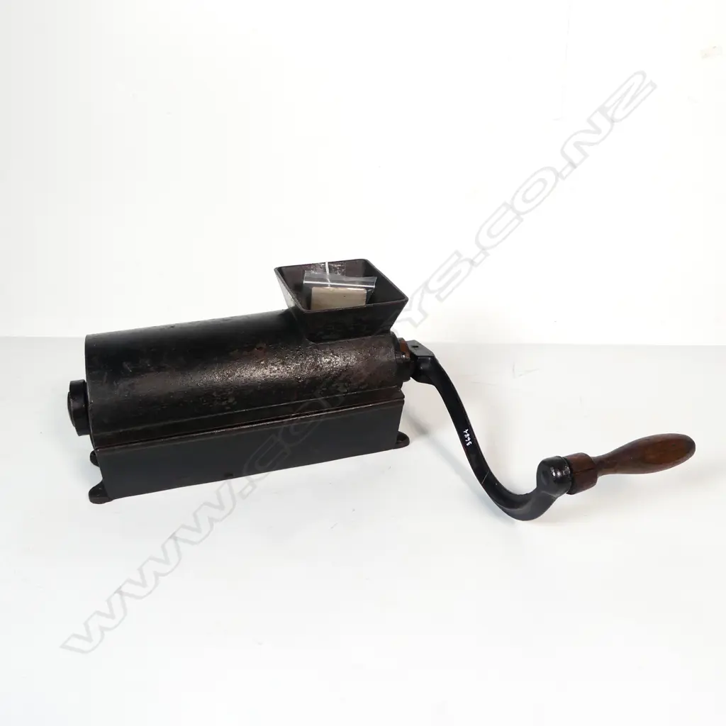 3684 ANTIQUE CAST IRON & WOOD MEAT CUTTER L370MM Image 1++