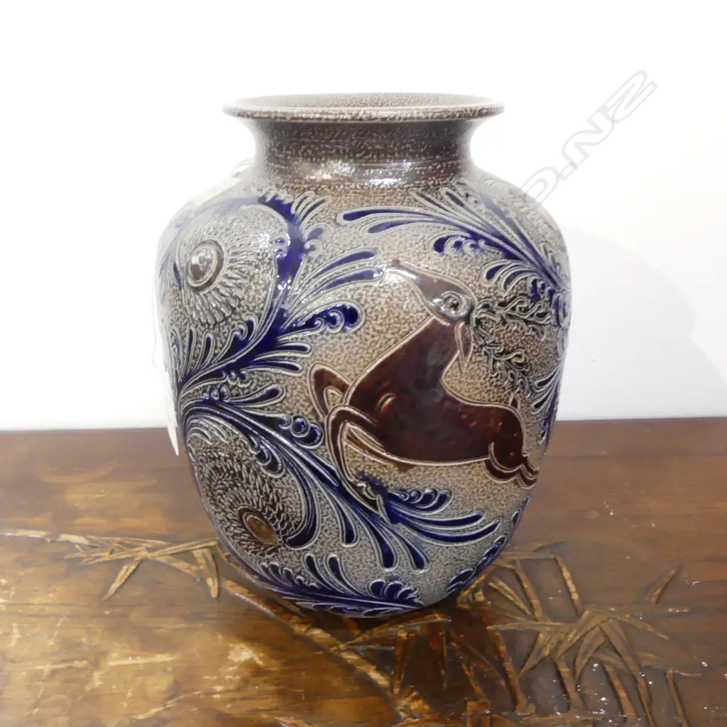 vintage German salt glazed STUDIO POTTERY VASE H200MM Image 1++
