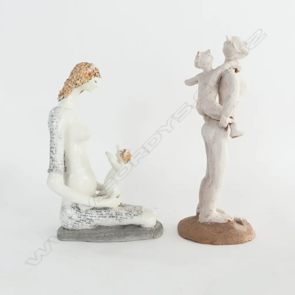 2 STUDIO POTTERY ABSTRACT FIGURES; MOTHER & CHILD H.300mm... Image 1++