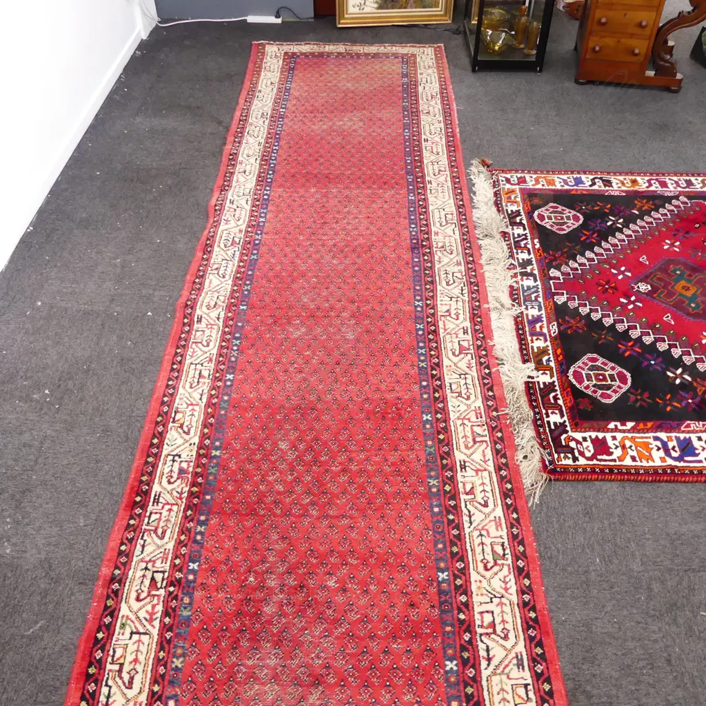 HAND KNOTTED WOOL PILE RUG RUNNER  4600x1150mm (Slight wear) Image 1++