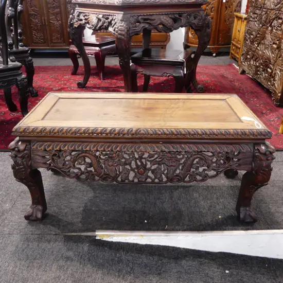 CHINESE CARVED ROSEWOOD COFFEE TABLE 880x400x420mm