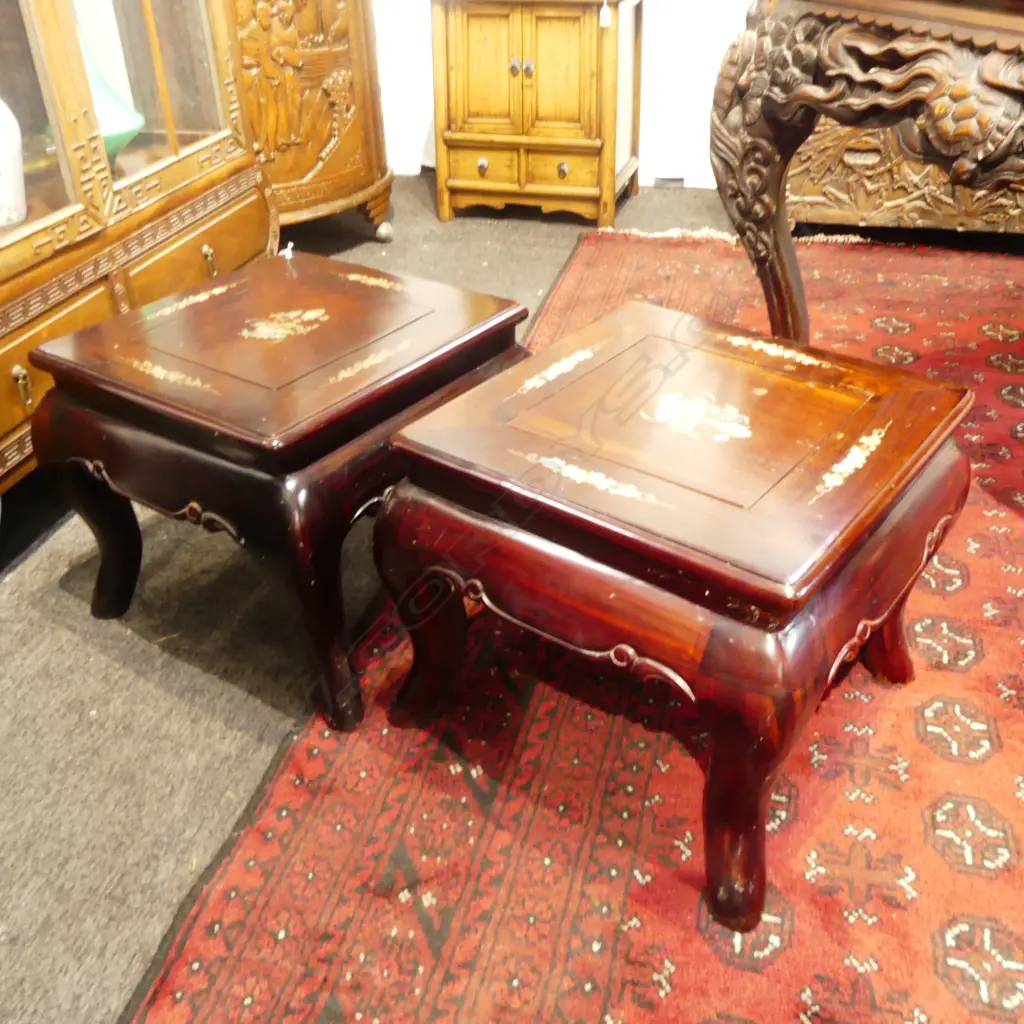 PR ORIENTAL MoP INLAID SIDE TABLES 430x430x355mm Image 1++