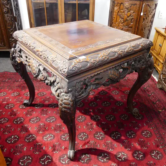 CHINESE CARVED ROSEWOOD TABLE 820x820x780mm