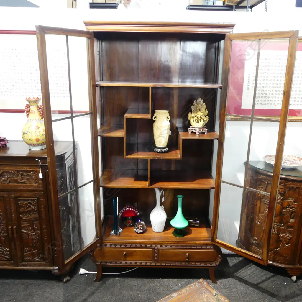CHINESE ROSEWOOD DISPLAY CABINET 895x390x1880mm Image 1++