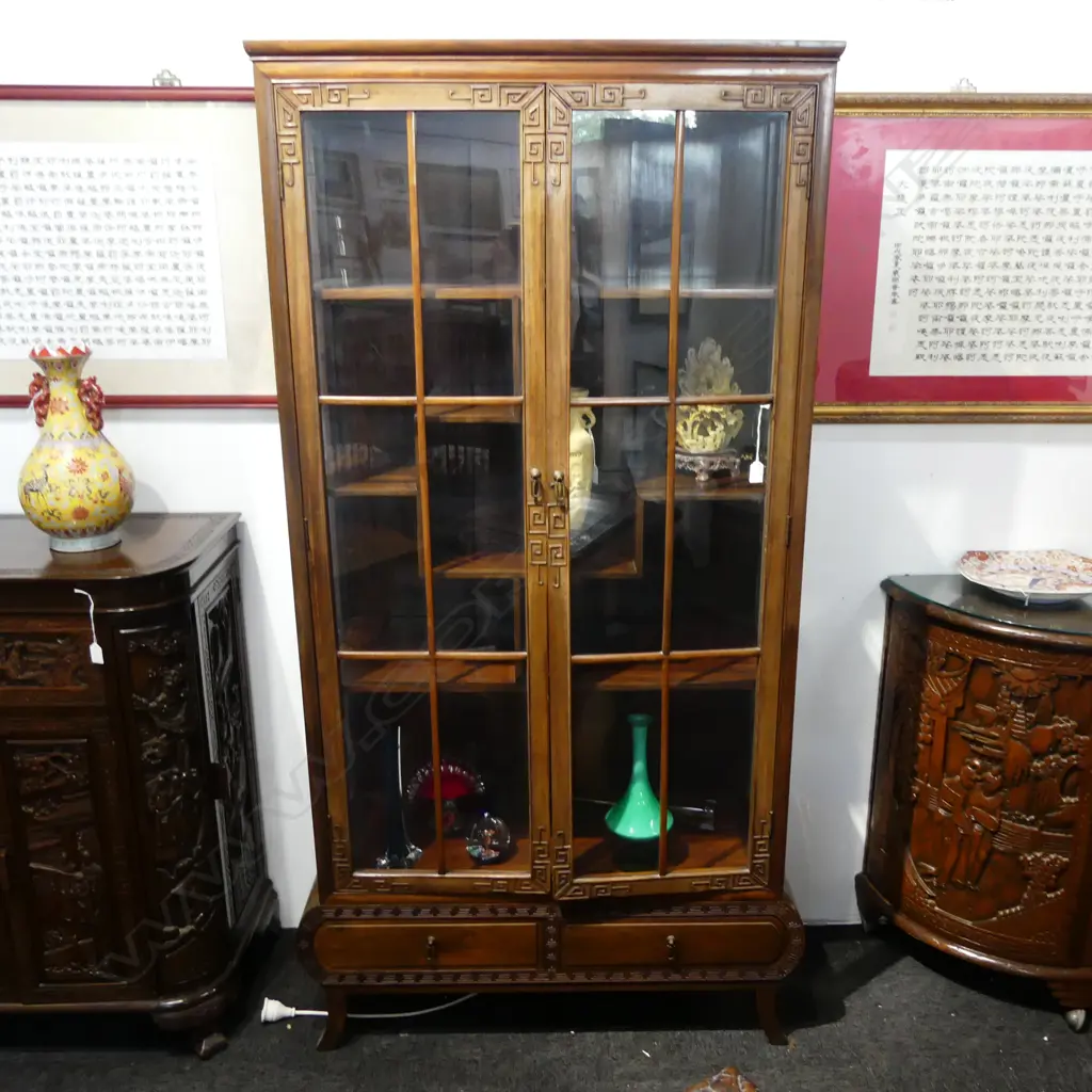 CHINESE ROSEWOOD DISPLAY CABINET 895x390x1880mm Image 1++