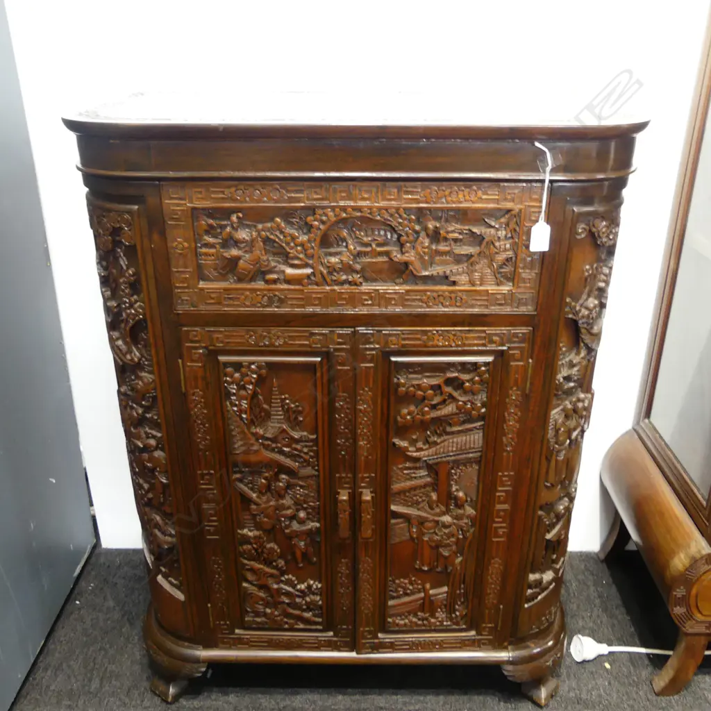 CHINESE CARVED ROSEWOOD COCKTAIL CABINET 780x430x1025mm Image 1++