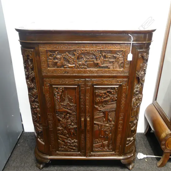 CHINESE CARVED ROSEWOOD COCKTAIL CABINET 780x430x1025mm
