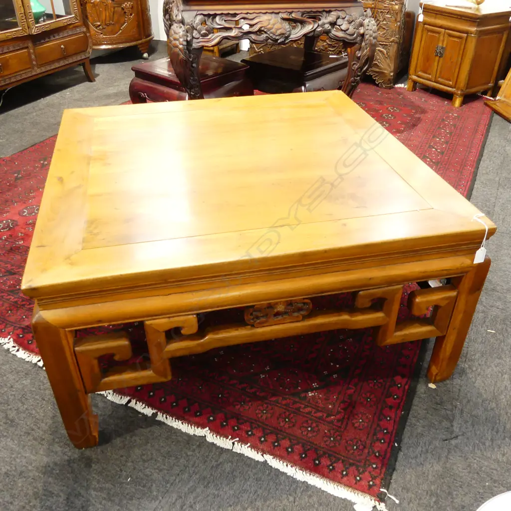 CHINESE CARVED LOW TABLE 900x900x460mm Image 1++