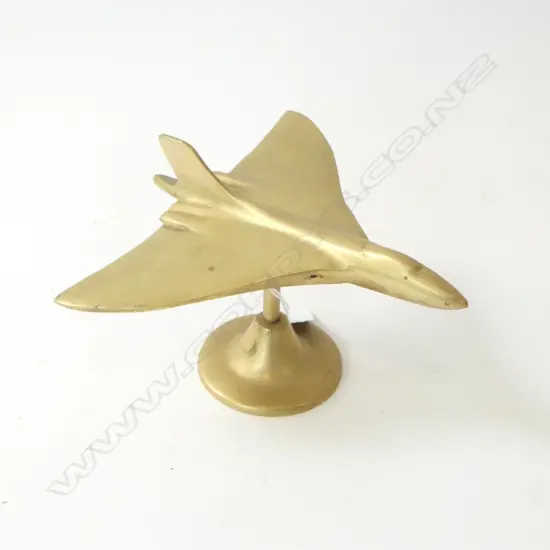 SOLID BRASS FIGHTER JET ON STAND H.105mm