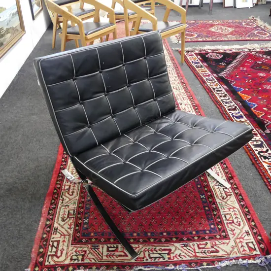BLACK VINYL BARCELONA CHAIR 800x780x790mm