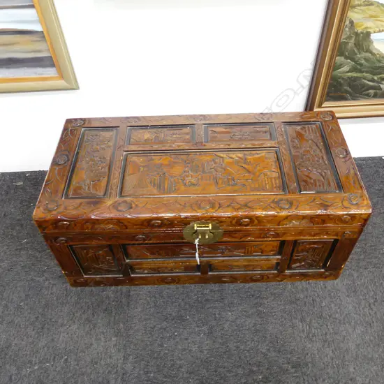 CARVED CAMPHOR CHEST 900x420x365mm