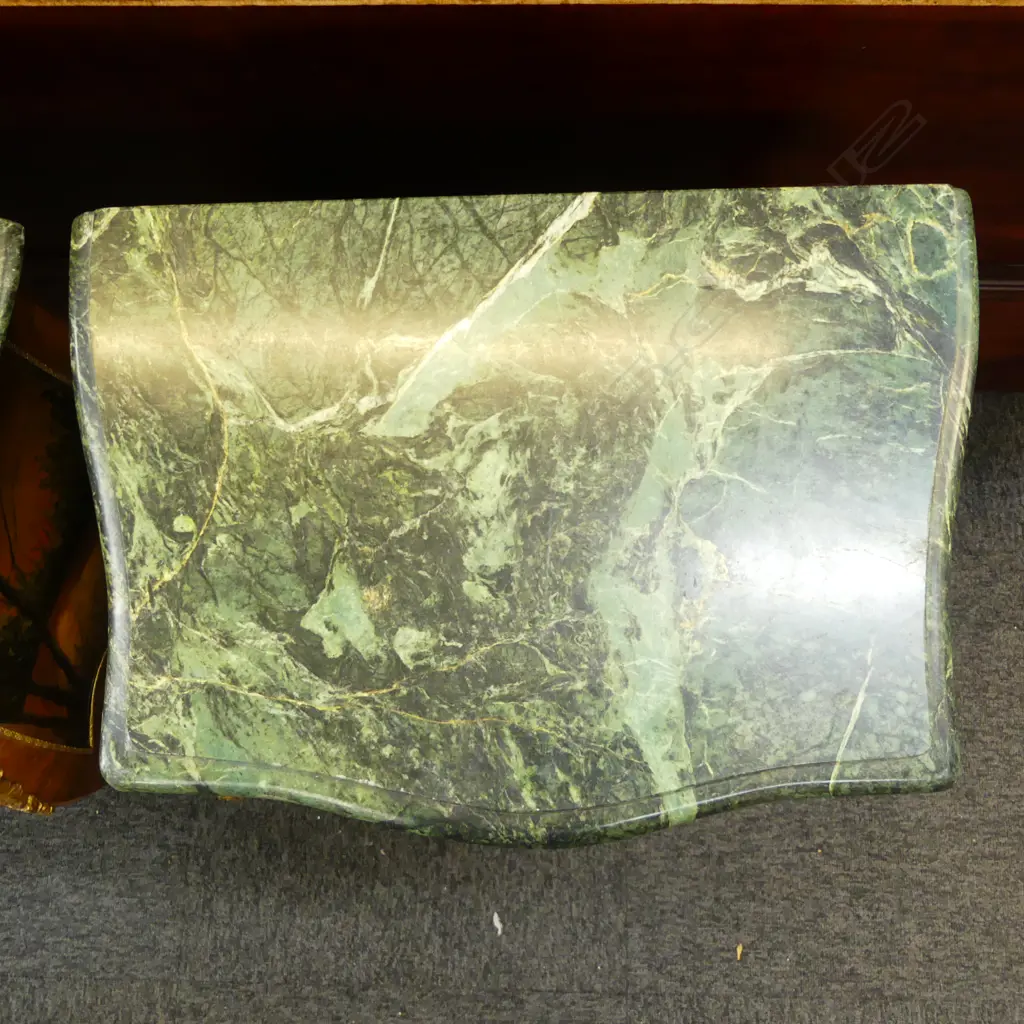 PR FRENCH STYLE BOMBE BEDSIDE DRAWERS w. GREEN MARBLE TOPS 500x340x720mm Image 1++