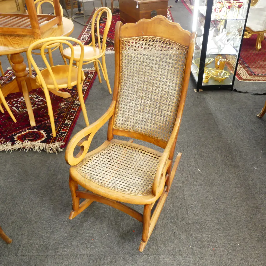 CANED WOODEN ROCKING CHAIR Image 1++