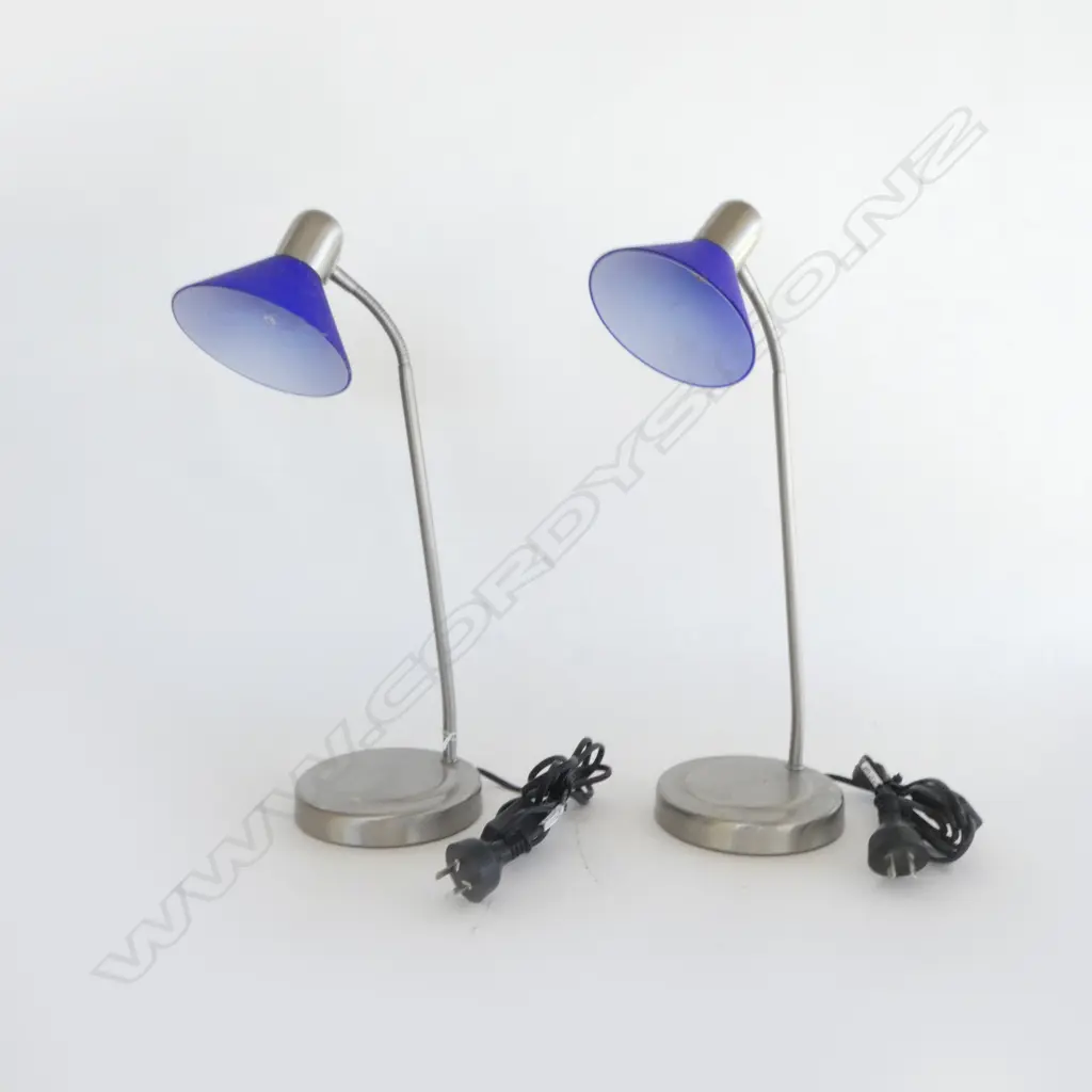 PR AUSTRABEAM TABLE LAMPS H.450mm blue glass shades Image 1++