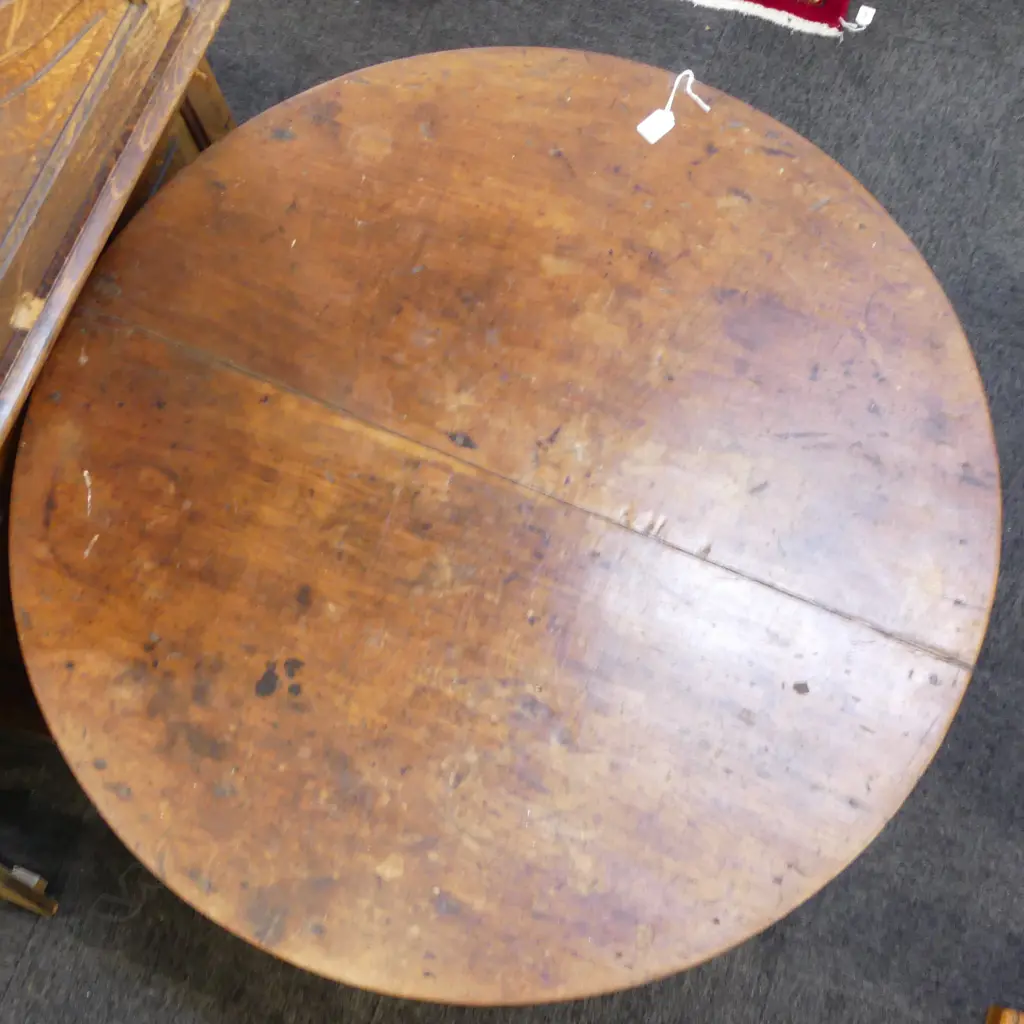 OLD WOODEN PEDESTAL TABLE AF 950mm dia 715mm H Image 1++