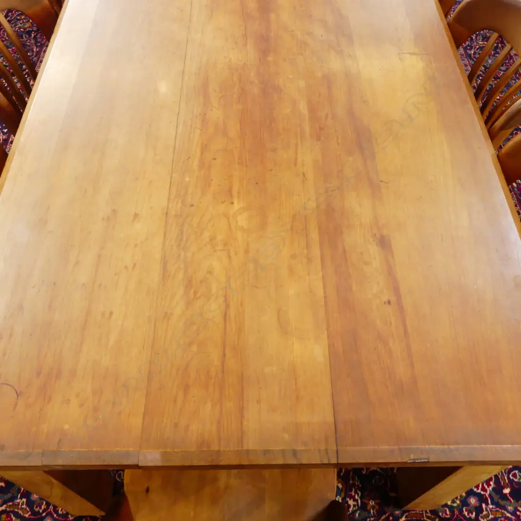 EXTRA LONG KAURI THICK PLANK TOP KITCHEN TABLE 3660x1050x780mm & 14 CHAIRS Image 1++