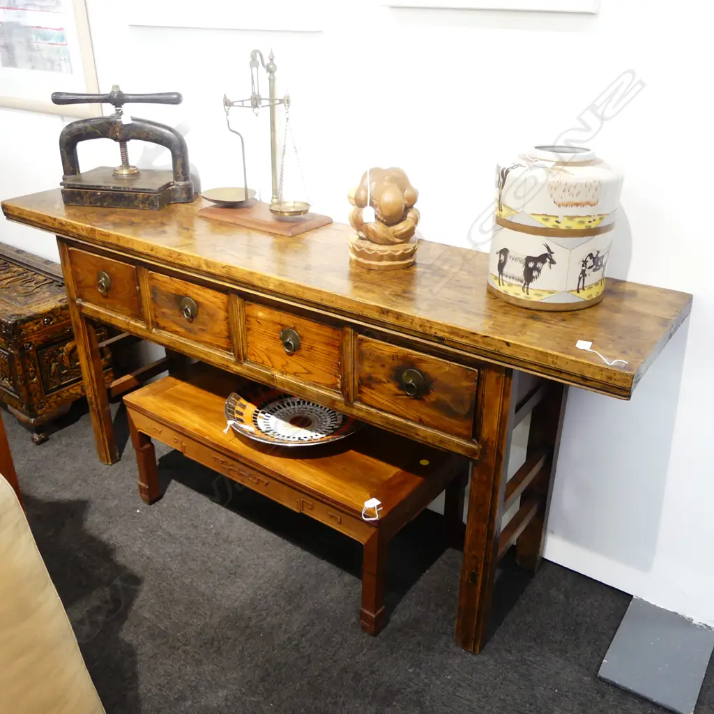 CHINESE COUNTRY ELM 4 DRAWER SIDETABLE 1890x440x870mm Image 1++
