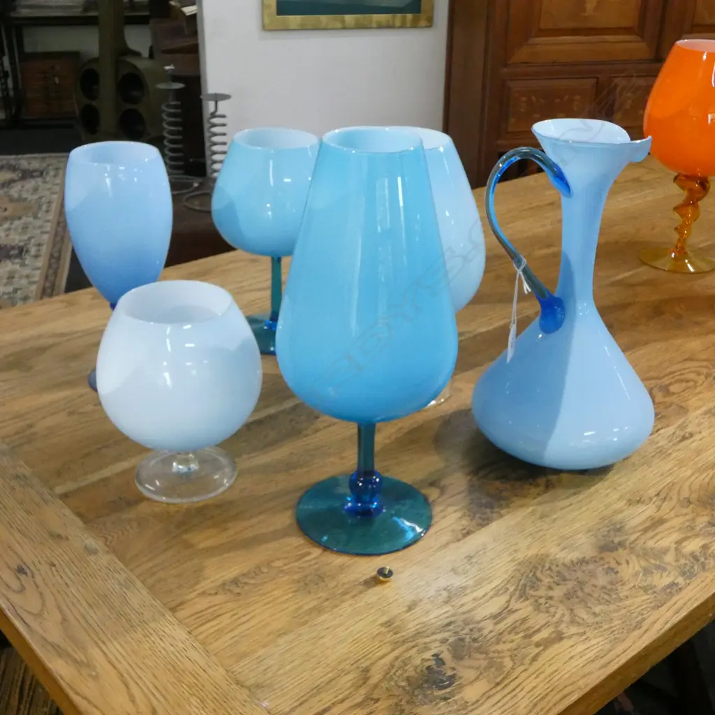 6 PCES BLUE MURANO GLASS H.320mm Image 1++