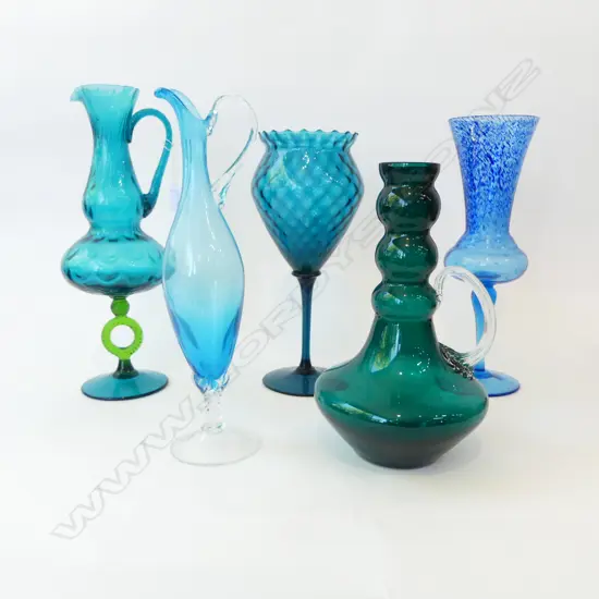 5 PCES BLUE / GREEN MURANO GLASS H.400mm