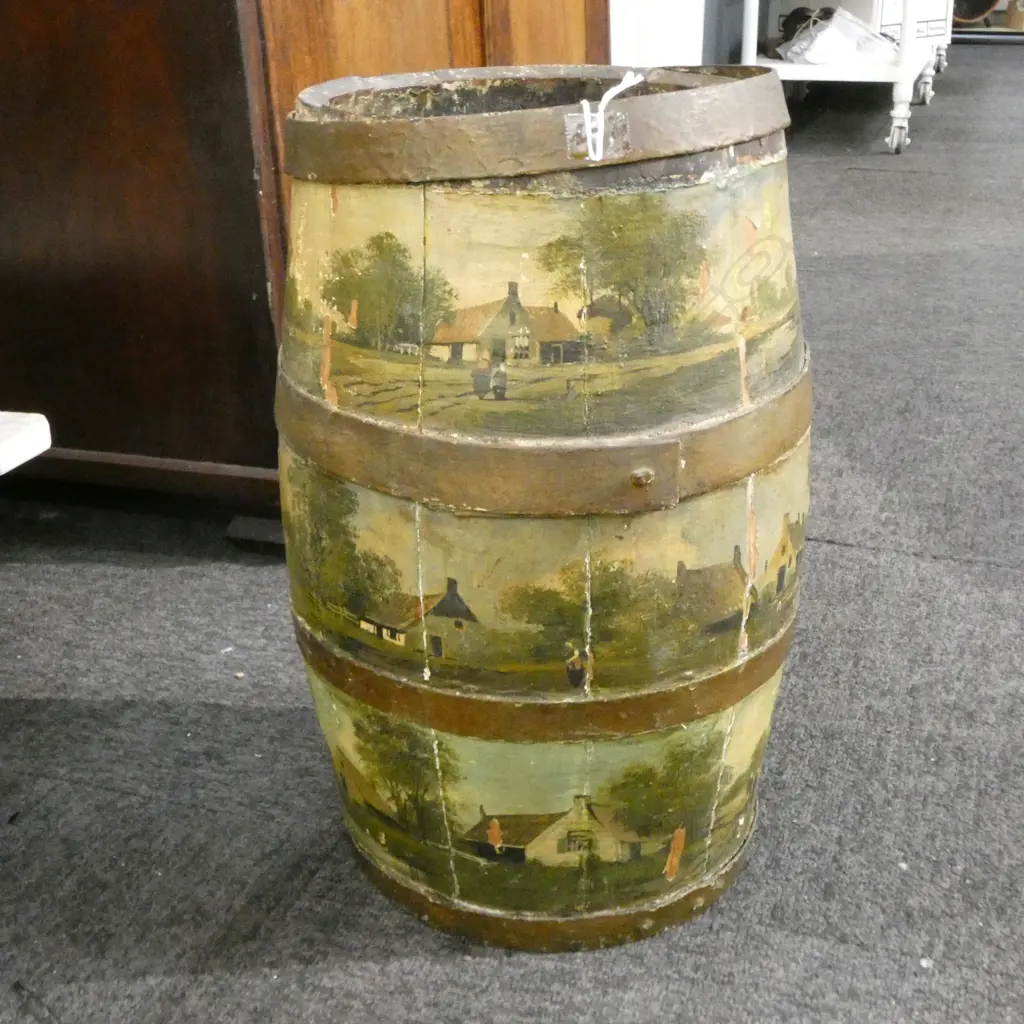 ANTIQUE PAINTED BARREL H.440mm Image 1++