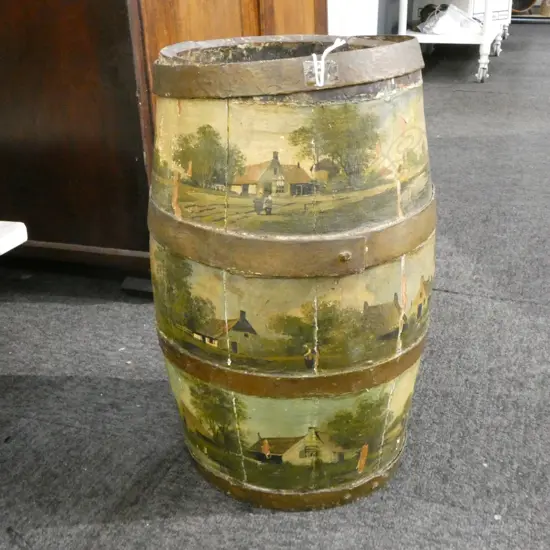 ANTIQUE PAINTED BARREL H.440mm