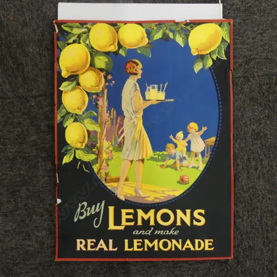 1920s POSTER 'BUY LEMONS AND MAKE REAL LEMONADE' 495x370mm