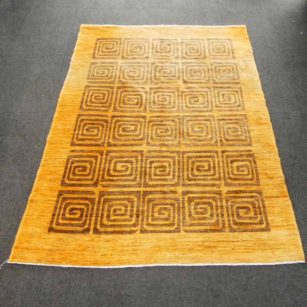 ORANGE HAND KNOTTED WOOL PILE RUG 2350x1650mm Image 1++