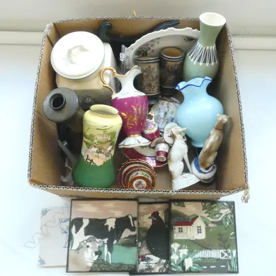 ROYAL WINTON JAR, RIDGWAY VASE, ASST. LIMOGES, TILES, etc