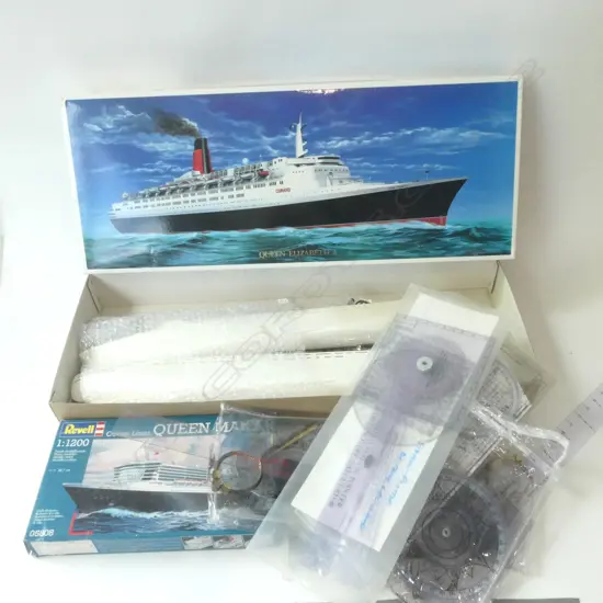 2 CRUISE SHIP MODEL KITS + CHART PROTRACTORS