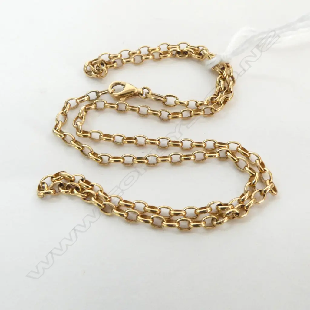 9ct YELLOW GOLD BELCHER LINK NECK CHAIN L.380mm 5gms Image 1++