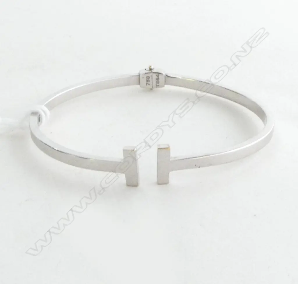 18ct WHITE GOLD SPRING BANGLE, Dia.50mm, 6.8gm (sml size) (TIFFANY T554) Image 1++