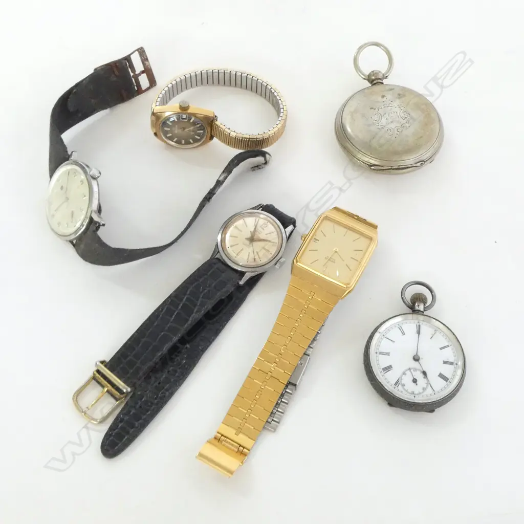 6 WATCHES: 4 WRIST & 2 POCKET (1 SILVER) some faults Image 1++